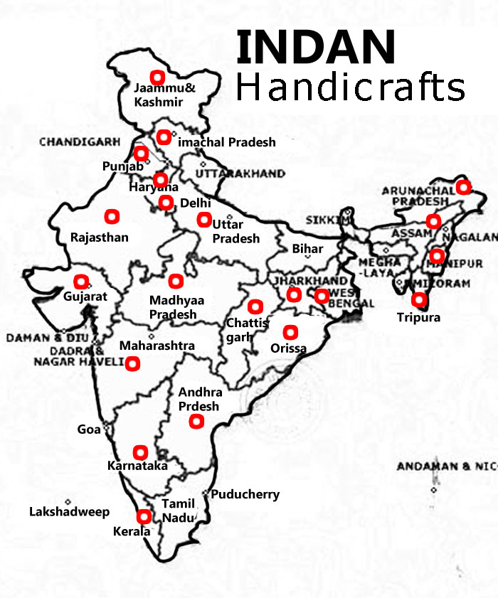 India the country known for is art and crafts, Indian Handicrafts, belong to which state and regions, the details about Indan states for Indian Handicrafts origine, manufacturers, artisans and exporters